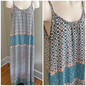 KNOX ROSE floral bohemian muted colors braided strap maxi slip dress